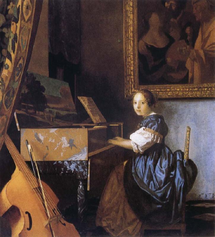 Jan Vermeer Young Woman Seated at a Virginal China oil painting art